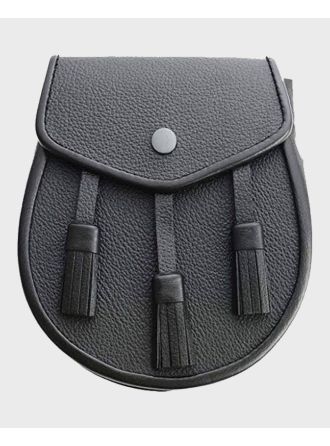 All Black Three Tassels Leather Sporran