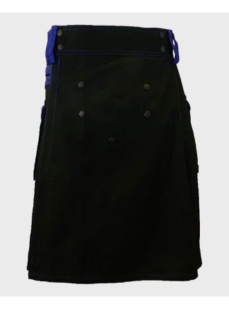 Black Deluxe Utility Kilt with Blue Straps