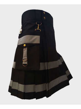 Black Style Utility Kilt with Detachable Pockets