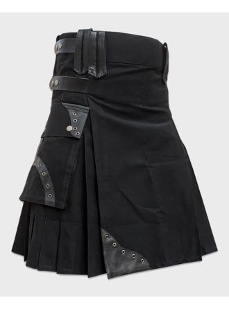 Black Cargo Utility Kilt