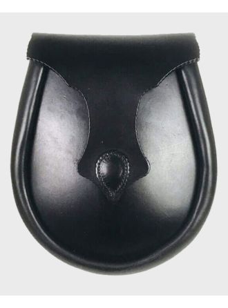 Black Leather Sporran & Chain Belt