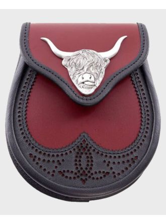 Black Matt Highland Semi Dress Leather Sporran