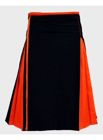 Black & Orange Cotton Hybrid Utility Kilt