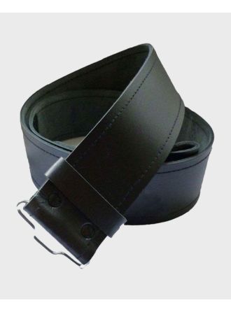 Black Plain Kilt Leather Belt With Buckle