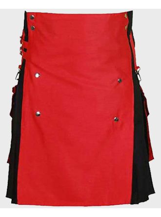 Black & Red Hybrid Kilt For Men