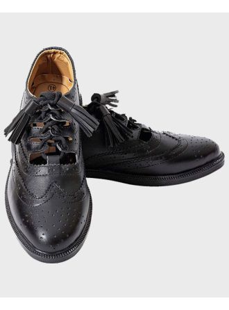 Black Traditional Leather Ghillie Brogues
