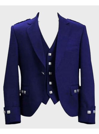 Blue Argyll Jacket & Waistcoat With Five button