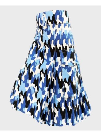Blue Pattern Military Camo Utility Kilt