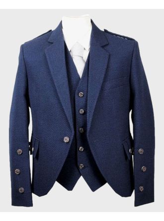 Braemar Blue Wool Tweed Argyle Jacket & Vest Set,Tweed Argyle Jacket,Braemar Jacket