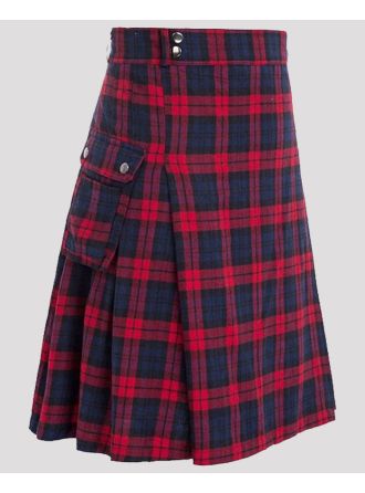 Brown Modern Utility Tartan kilt With Tartan Straps