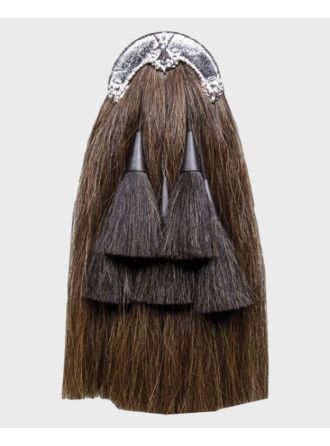 Brown Horse Hair Piper Sporran With 5 Black Tassels,Black Belt, Black Tassels