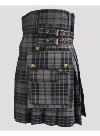 Clan Granite Grey Tartan Utility Kilt
