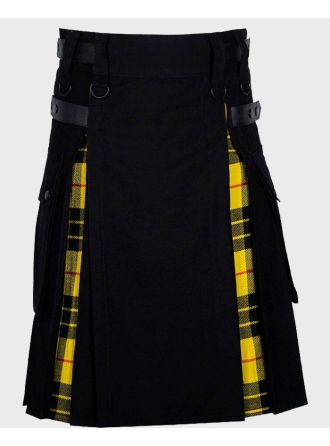 Clan Black Cotton Macleod of Lewis Tartan Hybrid Kilt for Men