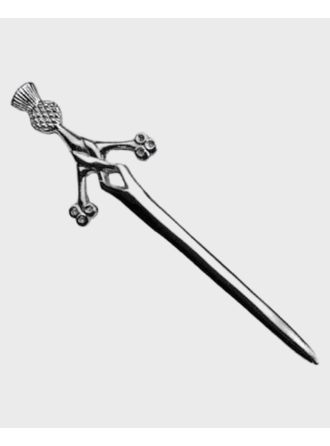 Deluxe Claymore Thistle Head Kilt Pin