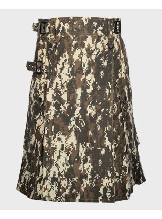 Digital Camouflage Gothic Utility Kilt with Cargo Pockets