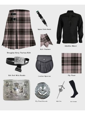 Douglas Grey Tartan Kilt With Accessories Deal