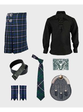 Douglas Tartan Scottish Kilt With Black Shirt Deal