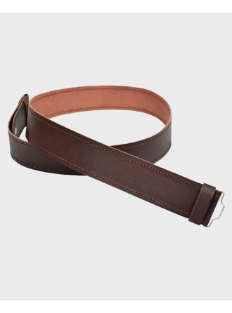 Embossed Brown Plain Leather Kilt Belt With Celtic Buckle
