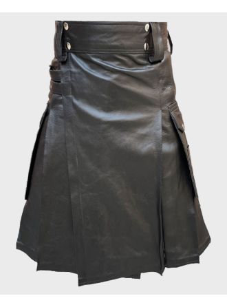 Fetish Black Leather Fashion Kilt