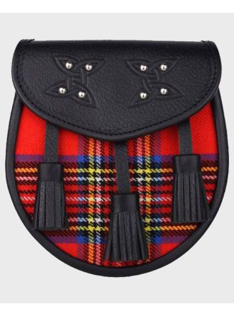 Genuine Leather with Royal Stewart Tartan Sporran & Chain Belt,Chain Belt