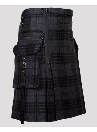 Gothic Punk Pock Tartan Utility Kilt For Men