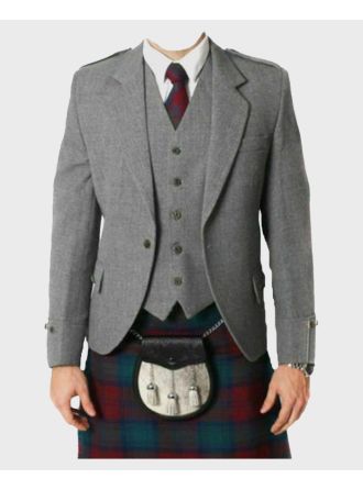 Grey Tweed Argyll Kilt Jacket & Vest Set