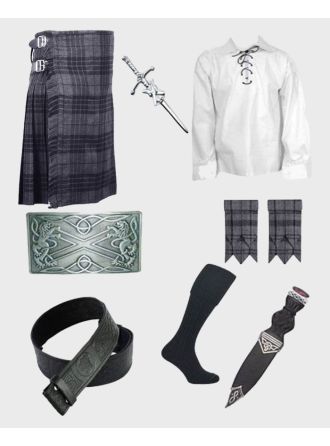 Grey Watch Tartan Kilt With Accessories Deal