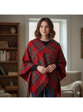 Ladies Scottish Tartan Wool Blend Plaid Shawl