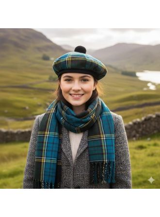 Scottish Tartan Set: Tam o’ Shanter Hat & Scarf