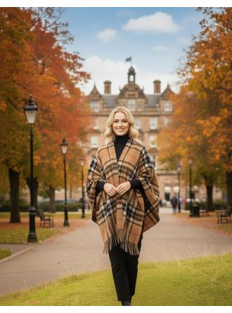 Women's Scottish Tartan Ruana Shawl Highland Plaid