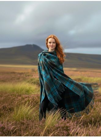 Scottish Tartan Ruana Wool Shawl