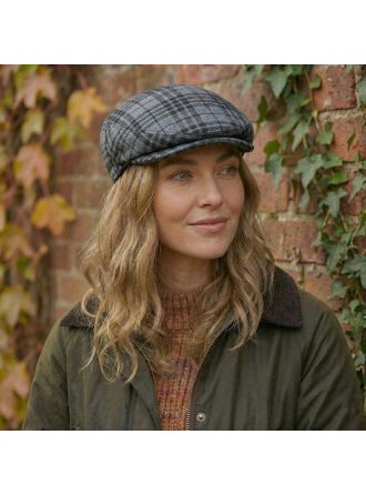 Grey Tartan Flat Cap