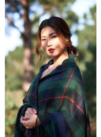 Scottish Tartan Shawl Green Plaid Wrap