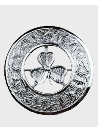 Irish Shamrock Fly Plaid Brooch With Thistle Ring