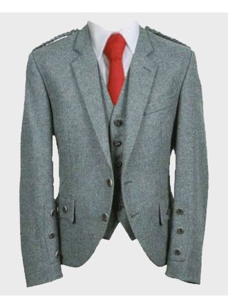 Lovat Green Argyll Tweed Kilt Jacket & Waistcoat Set For Men