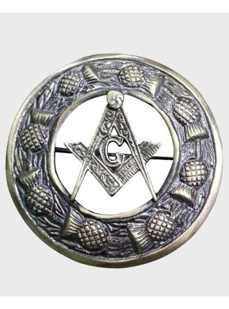 Masonic Crest Fly Plaid Brooch With Thistle Ring