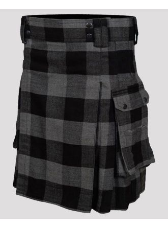 Modern Grey Tartan Utility Kilt