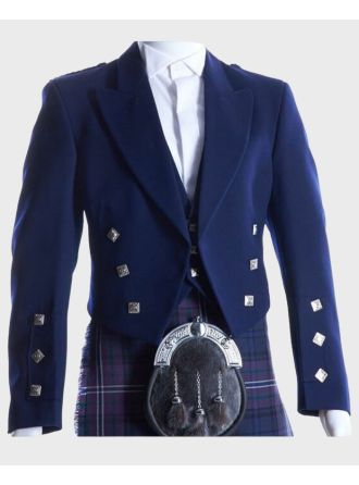 Navy Blue Prince Charlie Jacket & Waistcoat Set,Blue Jacket, Prince Charlie Waistcoat