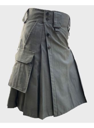 Olive Green Cotton Utility Kilt