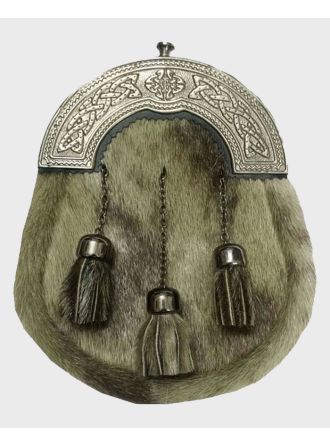 Premium Seal Skin Sporran Celtic Cantle Antique Finish