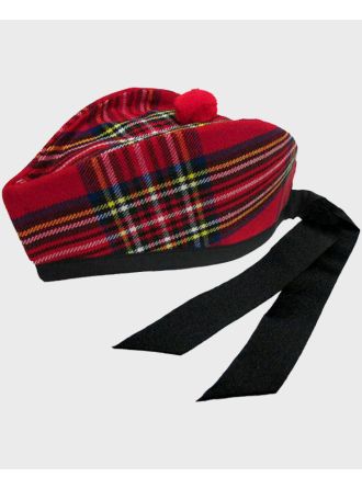 Royal Stewart Tartan Glengarry Scottish Hat With Red Pom