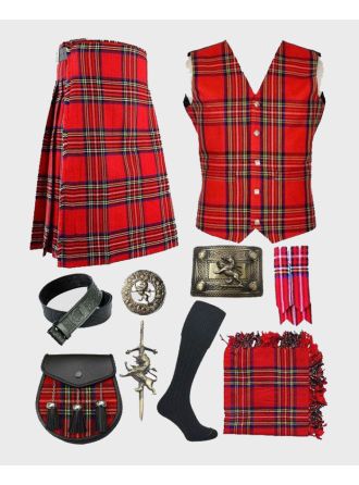 Royal Stewart Tartan Kilt and Vest Deal Package