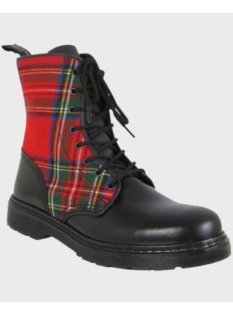 Royal Stewart Tartan With Plane Leather Long Brogues