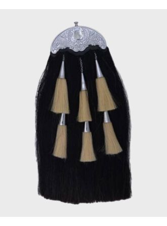 Scottish Black Horse Hair Sporran With 6 Tassels