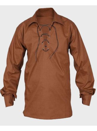 Scottish Brown Jacobite Ghillie Kilt Shirt