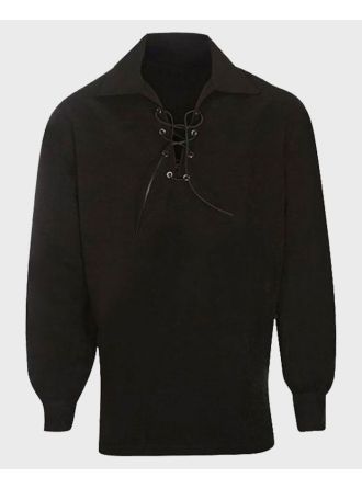 Scottish Traditional Black Jacobite Ghillie Shirt