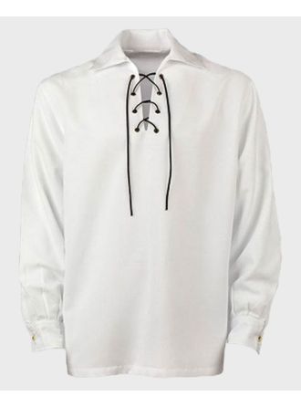 Scottish White Jacobite Ghillie Kilt Shirt
