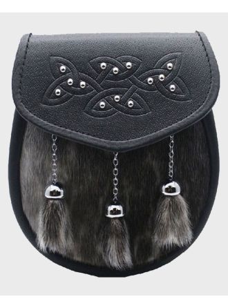 Semi Dress Grey Sealskin Studded Celtic Modern Leather Sporran