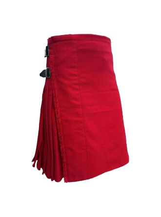 Solid Red Modern Tartan Kilt,Bold Scottish Kilt USA,TrueKilt