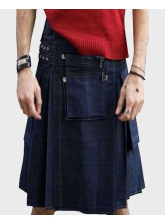 Stylish Denim Kilt For Men,